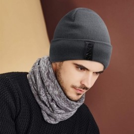 Skullies & Beanies Knit Beanie Warm Thick Lined Hat Mens Winter Skull Cap Unisex Beanie Cap - Grey02 - CQ18IE8NQTT $11.61