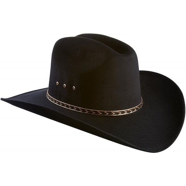Cowboy Hats Faux Felt Wide Brim Western Cowboy Hat - Black - CO11GG65O1T $30.90