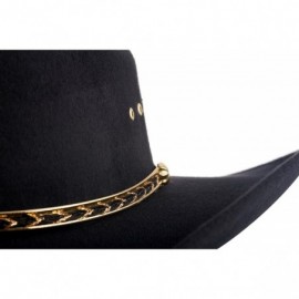 Cowboy Hats Faux Felt Wide Brim Western Cowboy Hat - Black - CO11GG65O1T $30.90