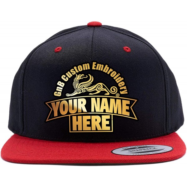 Baseball Caps Custom Hat. 6089 Snapback. Embroidered. Place Your Own Text - Black/Red - CM188Z033K2 $20.24