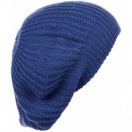 Berets Ladies Winter Solid Chic Slouchy Ribbed Crochet Knit Beret Beanie Hat W/WO Flower Adornment - CG18X6S50AQ $15.03