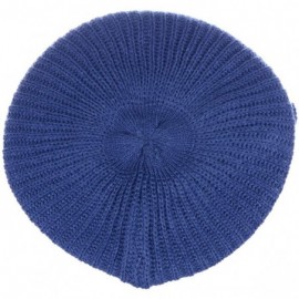 Berets Ladies Winter Solid Chic Slouchy Ribbed Crochet Knit Beret Beanie Hat W/WO Flower Adornment - CG18X6S50AQ $15.03