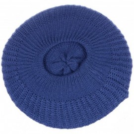 Berets Ladies Winter Solid Chic Slouchy Ribbed Crochet Knit Beret Beanie Hat W/WO Flower Adornment - CG18X6S50AQ $15.03