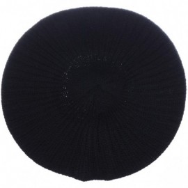 Berets Ladies Winter Solid Chic Slouchy Ribbed Crochet Knit Beret Beanie Hat W/WO Flower Adornment - CG18X6S50AQ $15.03