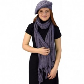 Skullies & Beanies Cable Knit Beret Beanie Hat and Scarf Set - Grey (49) - C1187UDLMN5 $25.80