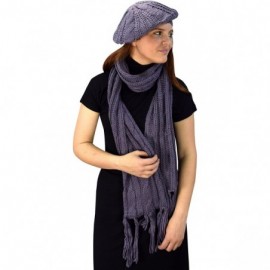 Skullies & Beanies Cable Knit Beret Beanie Hat and Scarf Set - Grey (49) - C1187UDLMN5 $25.80