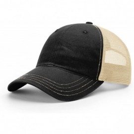 Baseball Caps Richardson Washed Cap - Cotton - Snapback - 111 - Black/Khaki - C512N1PPS2M $15.21