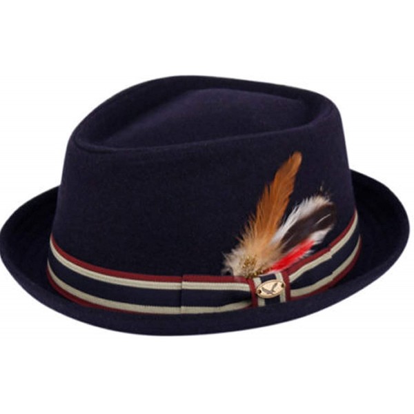 Fedoras Porkpie Fedora Men's Vintage Style Wool Blend - F2293navy - CT18LNDHSO9 $27.15