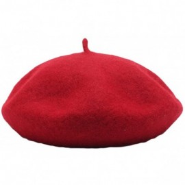 Berets Women's Classic Wool French Beret Solid Color - Red - CS188YTKINE $14.49