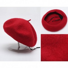 Berets Women's Classic Wool French Beret Solid Color - Red - CS188YTKINE $14.49