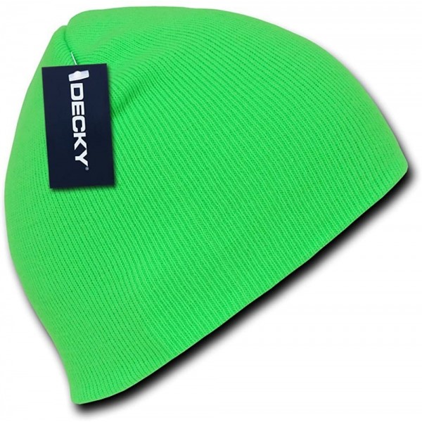 Skullies & Beanies Neon Acrylic Short Beanies - Green - CO11M647JPJ $8.71