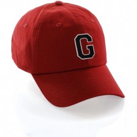 Baseball Caps Customized Letter Intial Baseball Hat A to Z Team Colors- Red Cap White Black - Letter G - CC18ET0RK00 $10.88
