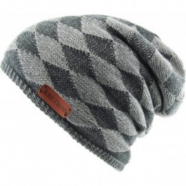 Skullies & Beanies Super Warm Slouchy Fleeced Long Beanie Warm Fur Lined Winter Knit Hat Thick Skull Cap - CW18GL0WO8W $12.59