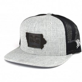 Baseball Caps Iowa 'The 29' Black Leather Patch Hat Flat Trucker - Heather Grey/Black - CS18IGORM76 $36.55