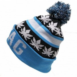 Skullies & Beanies Sk1162 Swag Leaves Pom Pom Beanie Hats - Dark Grey/Teal - CS11PN35TRZ $17.50