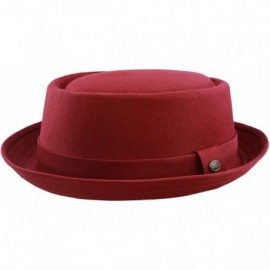 Fedoras 100% Cotton Paisley Lining Premium Quality Porkpie Hat - Burgundy - C01956QA5M5 $20.35