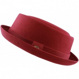 Fedoras 100% Cotton Paisley Lining Premium Quality Porkpie Hat - Burgundy - C01956QA5M5 $31.33