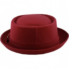 Fedoras 100% Cotton Paisley Lining Premium Quality Porkpie Hat - Burgundy - C01956QA5M5 $31.33