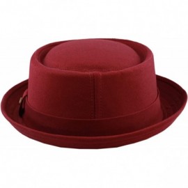 Fedoras 100% Cotton Paisley Lining Premium Quality Porkpie Hat - Burgundy - C01956QA5M5 $20.35