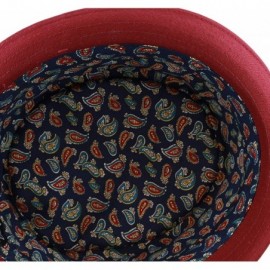 Fedoras 100% Cotton Paisley Lining Premium Quality Porkpie Hat - Burgundy - C01956QA5M5 $20.35