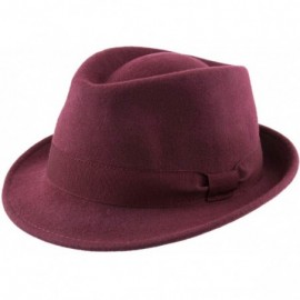 Fedoras Trilby Wool Felt Trilby Hat - Bordeaux - CB1884YY0ER $54.95