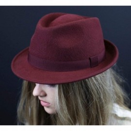 Fedoras Trilby Wool Felt Trilby Hat - Bordeaux - CB1884YY0ER $24.91