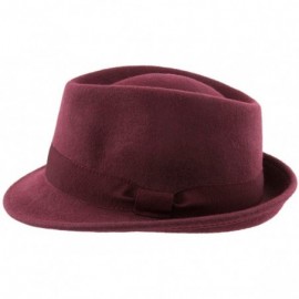 Fedoras Trilby Wool Felt Trilby Hat - Bordeaux - CB1884YY0ER $24.91