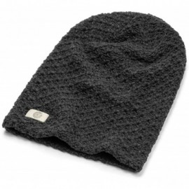 Skullies & Beanies Evony Warm Thick Slouch Beanie - Textured Knit with Soft Inner Lining - One Size - Dark Grey - CA18925ND7L...