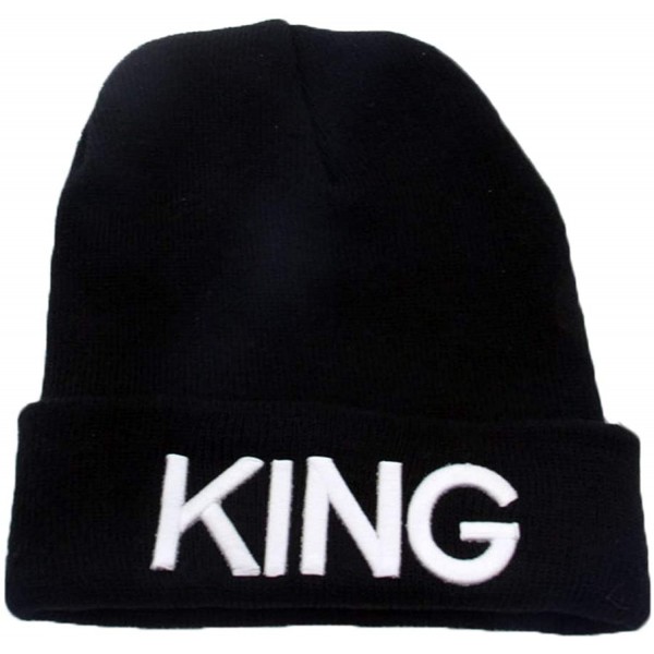 Skullies & Beanies Couple Beanie Skull Cap King Queen Knit Hat for Men & Women - Q2 - C218KX3NMDS $7.99