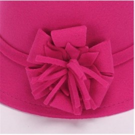 Bomber Hats Fahion Style Woolen Cloche Bucket Hat with Flower Accent Winter Hat for Women - Rose-b - CA1208QHEN3 $17.65