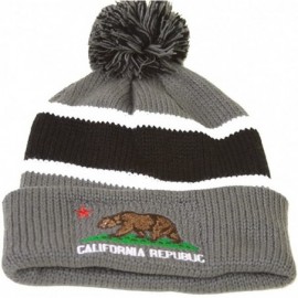 Skullies & Beanies Winter Cuff Beanie w/Pom - California Republic - Grey Black - CR11B18G8BR $11.44