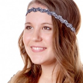 Headbands Women's Adjustable NO SLIP Bling Glitter Headband Mixed 3pk (Gunmetal) - Gunmetal 3pk - CG11N4BO4KB $11.28