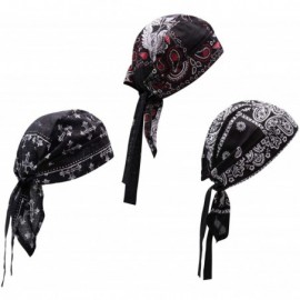 Skullies & Beanies Skull Caps - 100% Cotton in Patterned and Plain Colors- Pack of 3 - Biker 2 - C718HKCENRQ $14.45