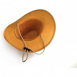Cowboy Hats Unisex Western Outback Cowboy Hat Men's Women's Style Faux Felt Fedora hat - 2pack(black+yellow)) - CZ18G3ARMAC $...