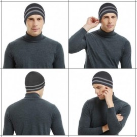 Skullies & Beanies Mens Winter Beanie Hat Oversized Warm Knit Fleece Lined Short Beanie Ski Skull Cap - Grey - CB1880SMM95 $8.69