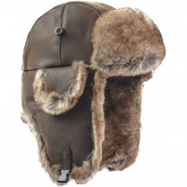 Bomber Hats Russian Trapper Soviet Ushanka Bomber Hat - Leather Earflap Fur Lined Winter Cap for Men Women - Brown/Faux Fur -...