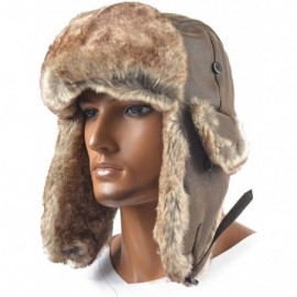 Bomber Hats Russian Trapper Soviet Ushanka Bomber Hat - Leather Earflap Fur Lined Winter Cap for Men Women - Brown/Faux Fur -...