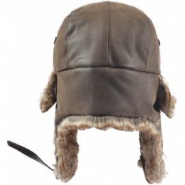 Bomber Hats Russian Trapper Soviet Ushanka Bomber Hat - Leather Earflap Fur Lined Winter Cap for Men Women - Brown/Faux Fur -...