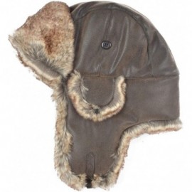 Bomber Hats Russian Trapper Soviet Ushanka Bomber Hat - Leather Earflap Fur Lined Winter Cap for Men Women - Brown/Faux Fur -...