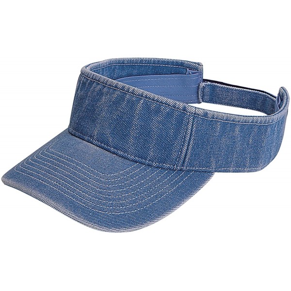 Visors Unisex Pro Style Washed Denim Visor-4029 - Light Blue - C9121FJKSZN $8.61