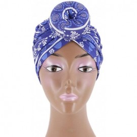 Skullies & Beanies Shiny Metallic Turban Cap Indian Pleated Headwrap Swami Hat Chemo Cap for Women - Sapphire - CW18A4MZNRG $...