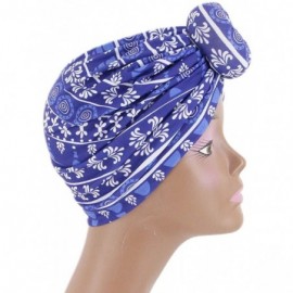 Skullies & Beanies Shiny Metallic Turban Cap Indian Pleated Headwrap Swami Hat Chemo Cap for Women - Sapphire - CW18A4MZNRG $...