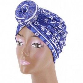 Skullies & Beanies Shiny Metallic Turban Cap Indian Pleated Headwrap Swami Hat Chemo Cap for Women - Sapphire - CW18A4MZNRG $...