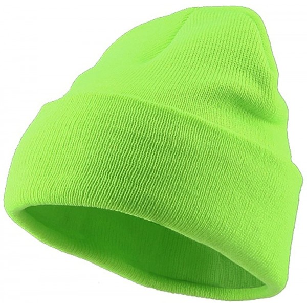 Skullies & Beanies Classic Safety Cuff Beanie - Fluorescent Green - Green - CP112WHUXET $14.04