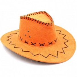 Cowboy Hats Fashion Unisex Adult Western Cowboy Cowgirl Caps Wide Brim Sun Hats - Orange - C8188G5YILG $9.32