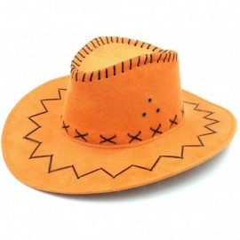 Cowboy Hats Fashion Unisex Adult Western Cowboy Cowgirl Caps Wide Brim Sun Hats - Orange - C8188G5YILG $9.32