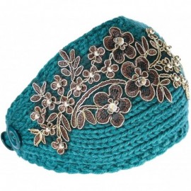 Cold Weather Headbands Winter Headband with Flower Accent - Teal - CA12N1W0ATA $10.79