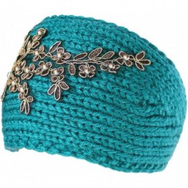 Cold Weather Headbands Winter Headband with Flower Accent - Teal - CA12N1W0ATA $10.79