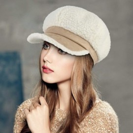 Newsboy Caps Women's Winter Fleece Suede Cabbie Newsboy Beret Hat Warm Casual Paperboy Visor Hat Cap - White - C018IRD8A9N $8.45