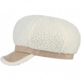 Newsboy Caps Women's Winter Fleece Suede Cabbie Newsboy Beret Hat Warm Casual Paperboy Visor Hat Cap - White - C018IRD8A9N $8.45